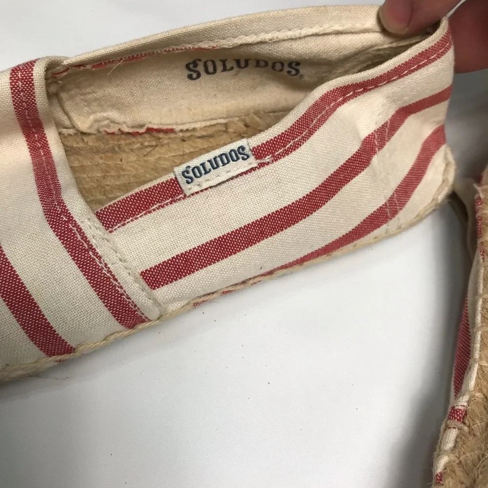 Soludos Red Stripe Espadrille Flats Size 7 Summer Canvas Shoes